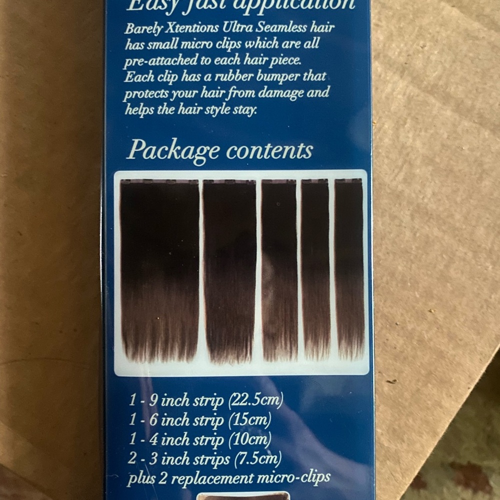 (NIB!) BARELY XTENSIONS Clip In 100% Remy Human Hair 18in -Chestnut Brown